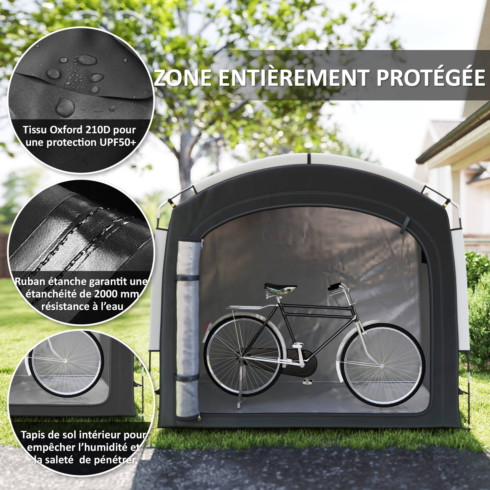 Outsunny - Tente de vélo portable 205x140x188 cm rangement extérieur pour 3-4 vélos avec 2 poches latérales noir - Outsunny - Image 8