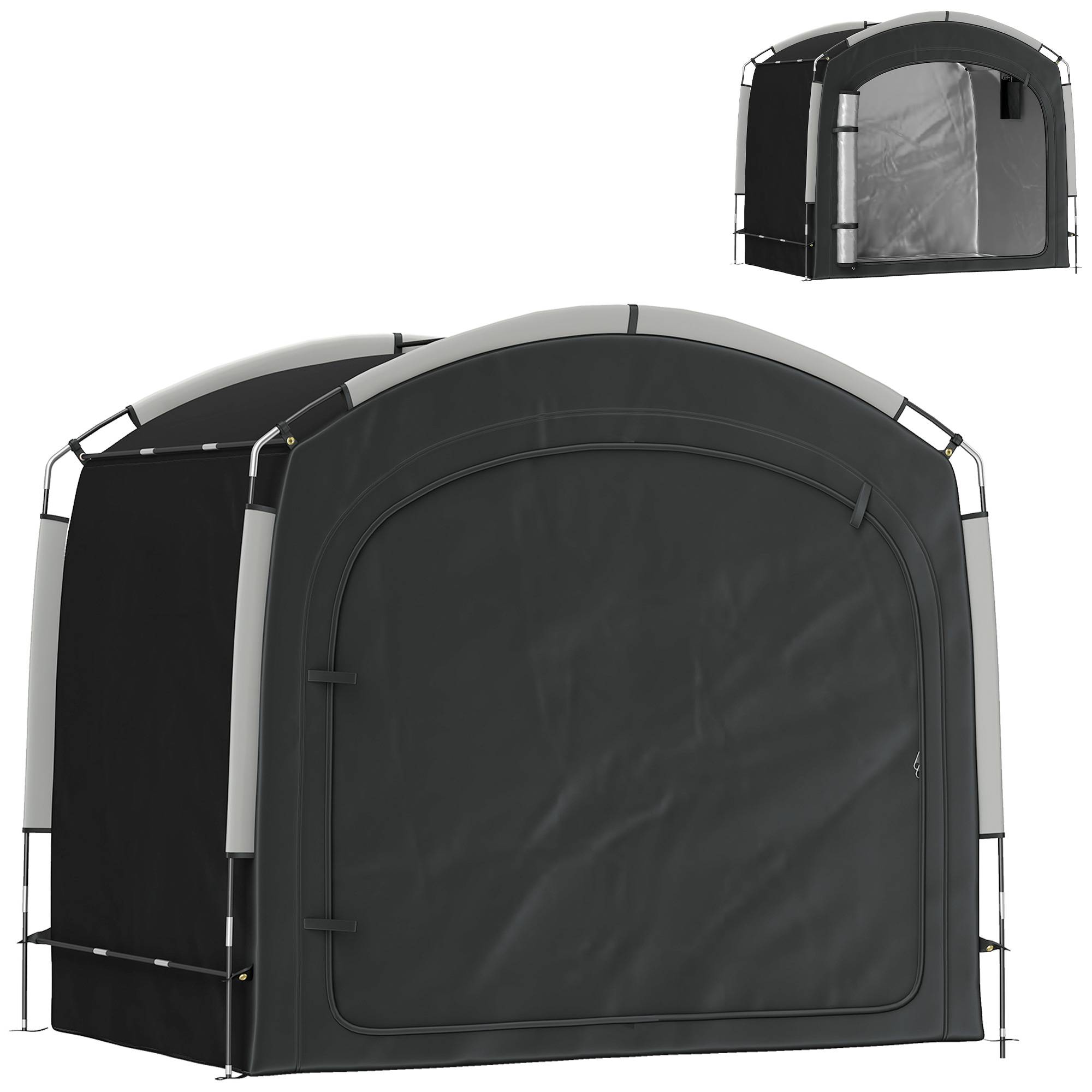 Outsunny - Tente de vélo portable 205x140x188 cm rangement extérieur pour 3-4 vélos avec 2 poches latérales noir - Outsunny - Image 5
