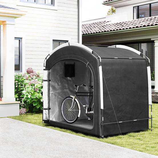 Outsunny - Tente de vélo portable 205x140x188 cm rangement extérieur pour 3-4 vélos avec 2 poches latérales noir - Outsunny - Image 6