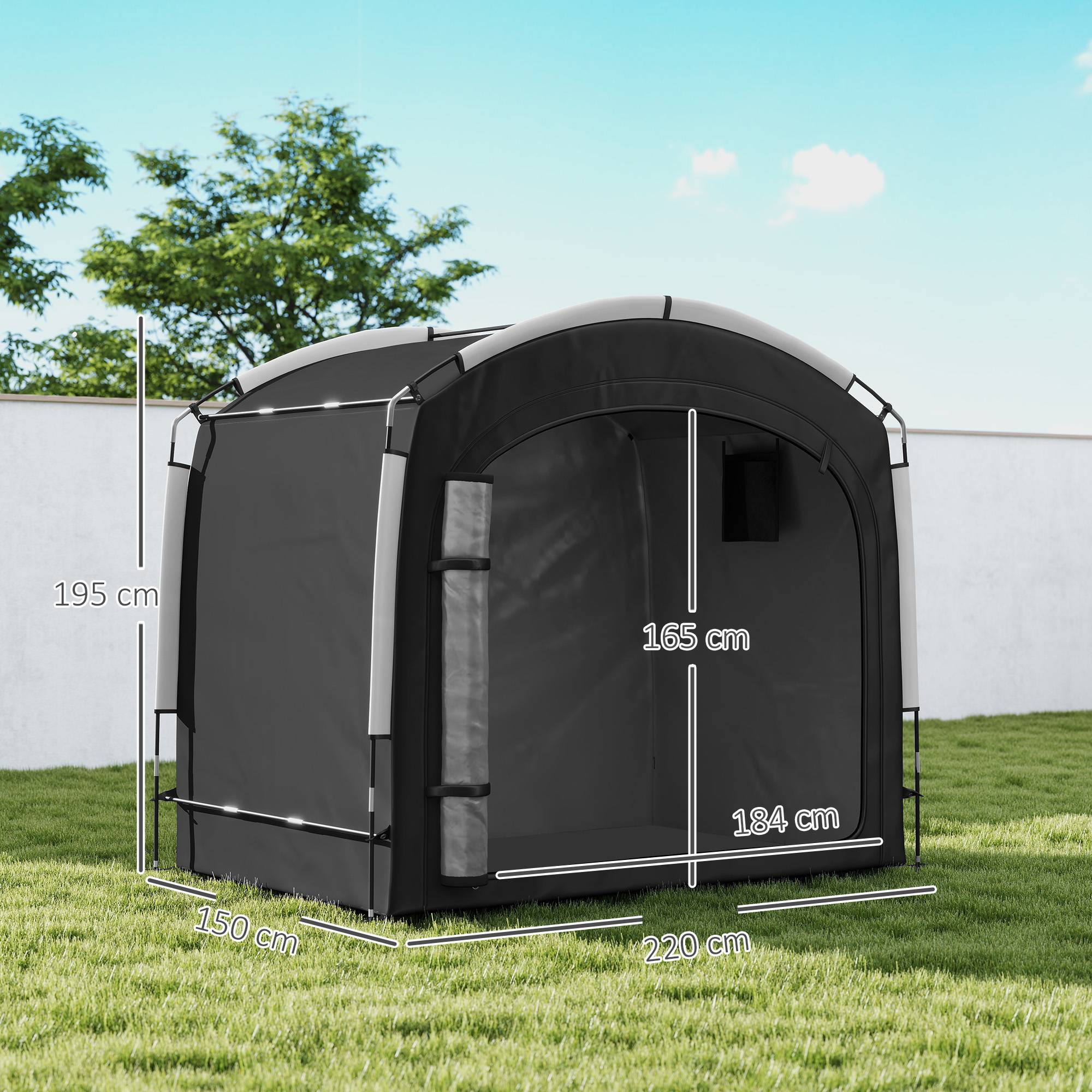 Outsunny - Tente de vélo portable 205x140x188 cm rangement extérieur pour 3-4 vélos avec 2 poches latérales noir - Outsunny - Image 3