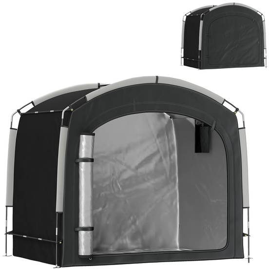 Outsunny - Tente de vélo portable 205x140x188 cm rangement extérieur pour 3-4 vélos avec 2 poches latérales noir - Outsunny - Image 1