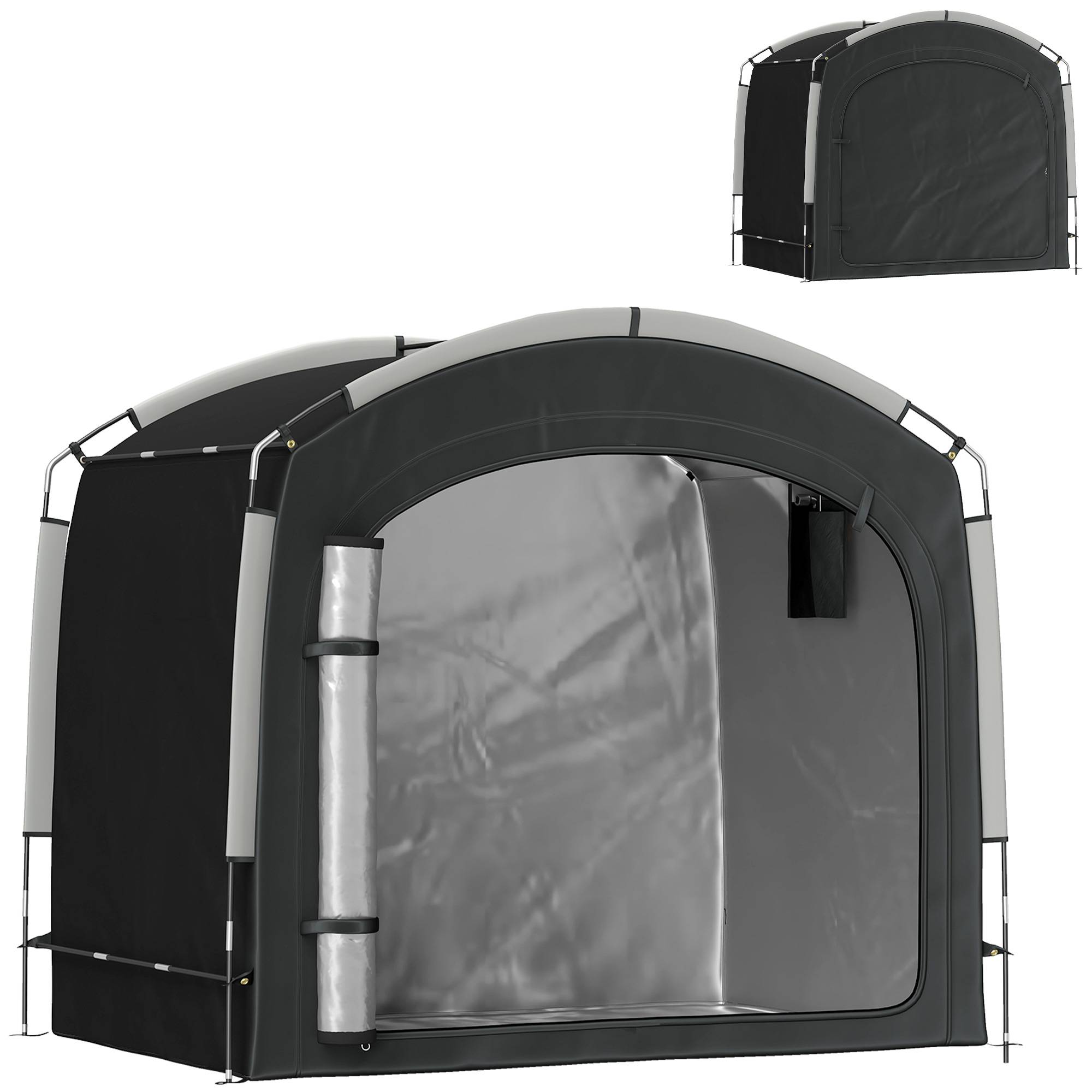 Outsunny - Tente de vélo portable 205x140x188 cm rangement extérieur pour 3-4 vélos avec 2 poches latérales noir - Outsunny - Image 1