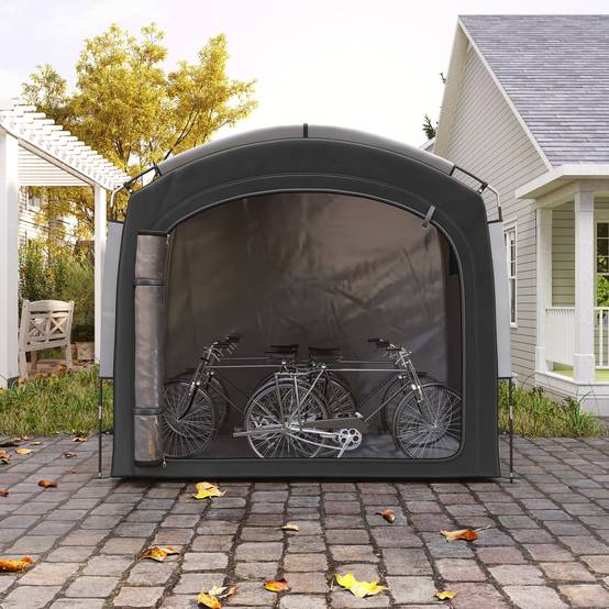 Outsunny - Tente de vélo portable 205x140x188 cm rangement extérieur pour 3-4 vélos avec 2 poches latérales noir - Outsunny - Image 4
