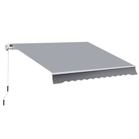 Store banne manuel rétractable 395 x 245 cm, auvent terrasse avec manivelle,aluminium, polyester 280 g/m², protection UV, gris - Image 1