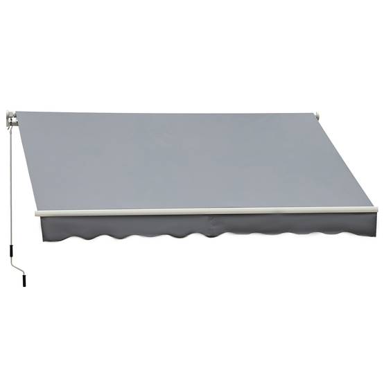 Store banne manuel rétractable 395 x 245 cm, auvent terrasse avec manivelle,aluminium, polyester 280 g/m², protection UV, gris - Image 2