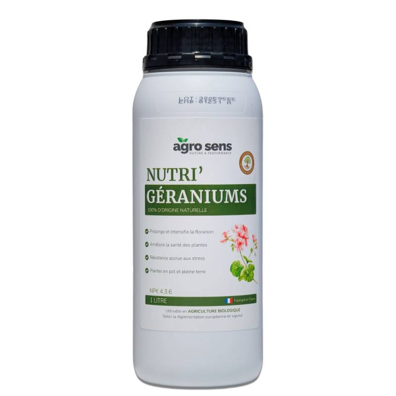 Nutri Géraniums - Engrais liquide pour géraniums - 1 litre (500 litres de préparation) - Image 1