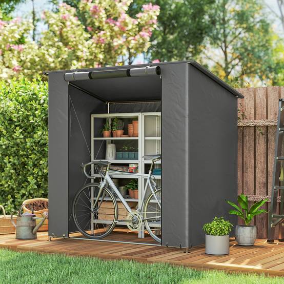 Abri tente garage 1,9x1,2m étanche, porte zip enroulable, fenêtres d'aération, gris foncé - Image 3