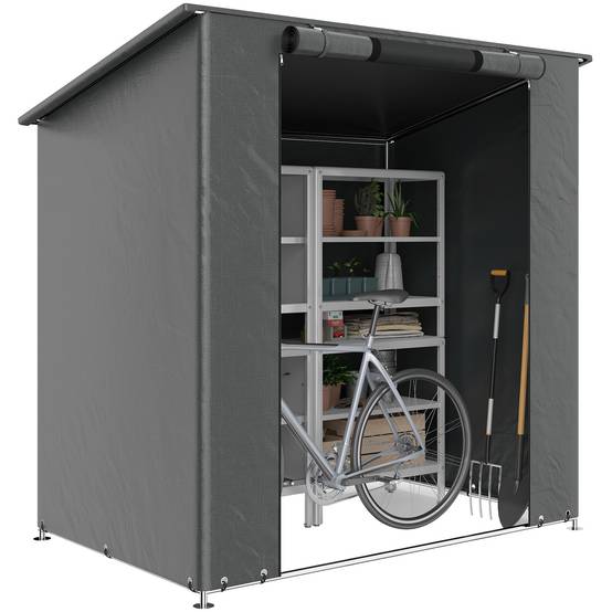 Abri tente garage 1,9x1,2m étanche, porte zip enroulable, fenêtres d'aération, gris foncé - Image 1