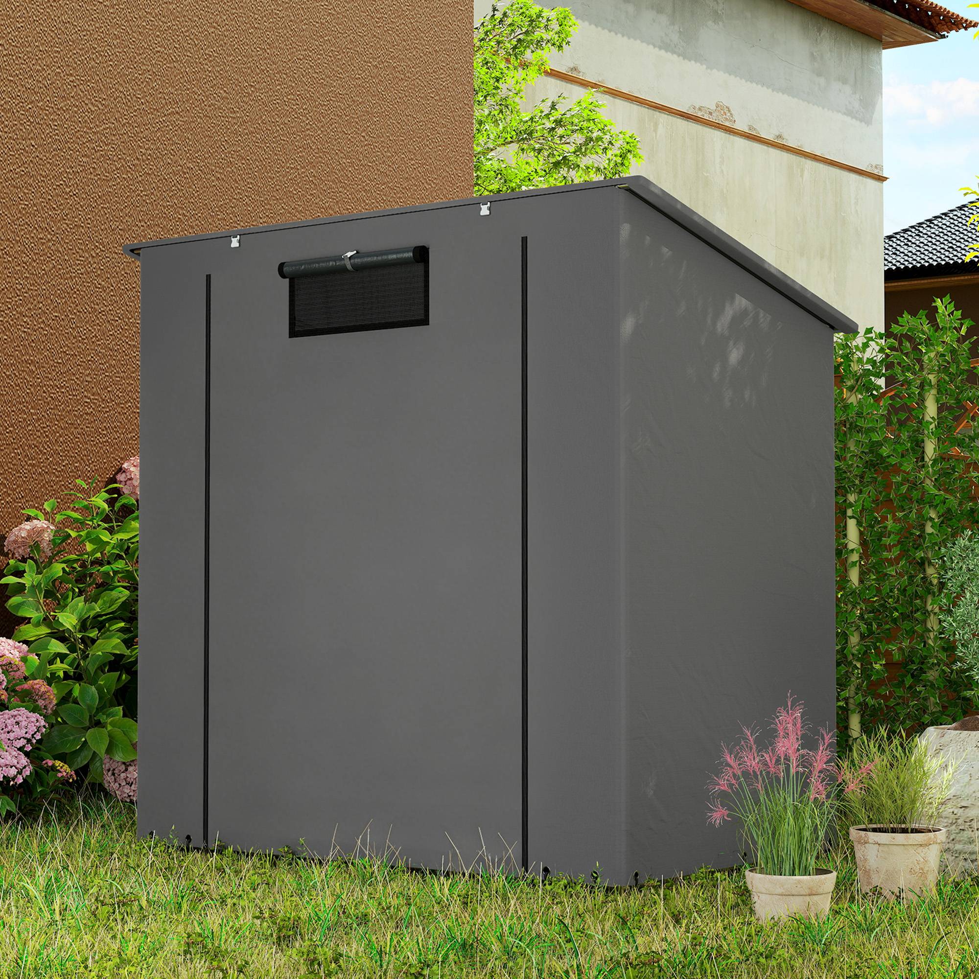 Abri tente garage 1,9x1,2m étanche, porte zip enroulable, fenêtres d'aération, gris foncé - Image 10