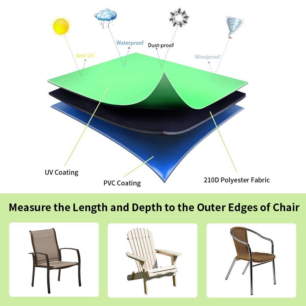 IntiMeg - Housse de Chaise de Jardin,Imperméable Housse de Protection pour Chaises de Jardin Housse pour Fauteuil Empilables,(120 x 65 x 65 x 80cm) - Noir - Image 3