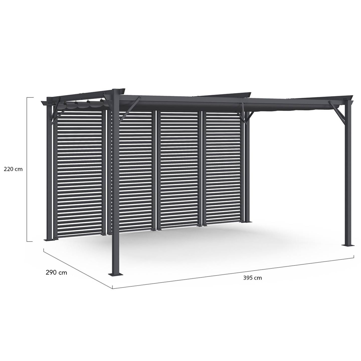 Pergola édition collector persienne toit rétractable 3x4M 4 pans modulables gris anthracite - Image 6