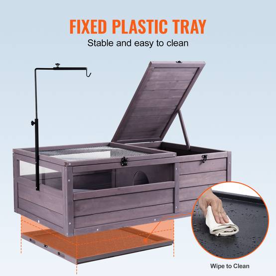 VEVOR Habitat tortue bois 96x61x33cm intérieur/extérieur, support lampe réglable, pour reptiles et petits animaux. - Image 5