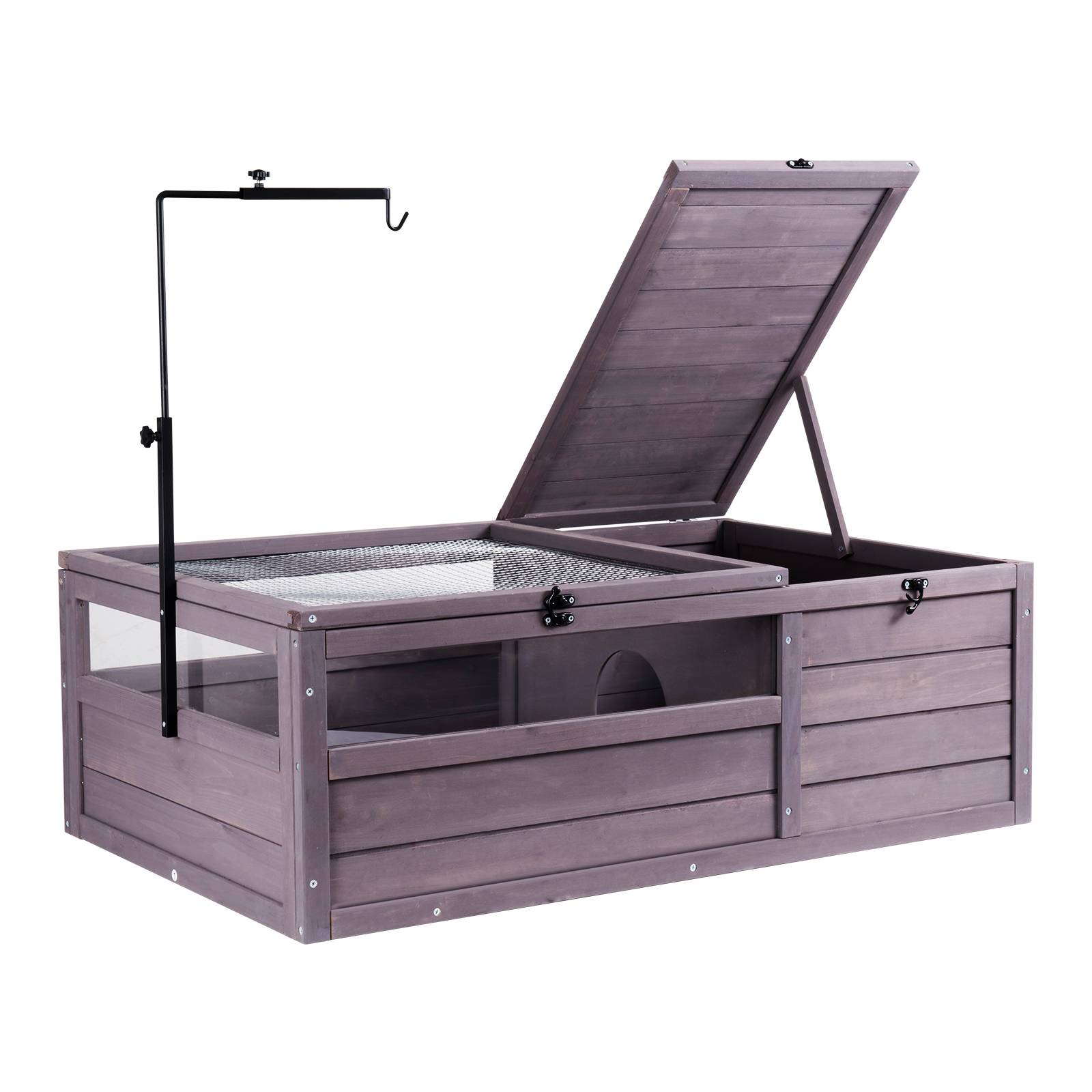 VEVOR Habitat tortue bois 96x61x33cm intérieur/extérieur, support lampe réglable, pour reptiles et petits animaux. - Image 1