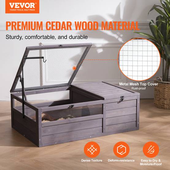 VEVOR Habitat tortue bois 96x61x33cm intérieur/extérieur, support lampe réglable, pour reptiles et petits animaux. - Image 2