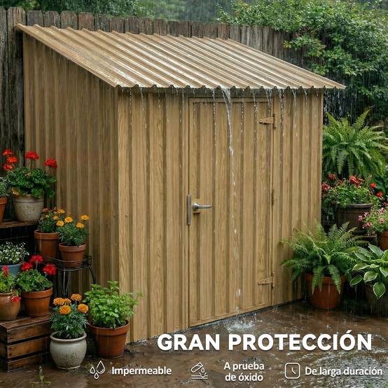 Lot 12 panneaux toit acier galvanisé 7m² abri outils remise 129x45cm bois naturel - Image 8