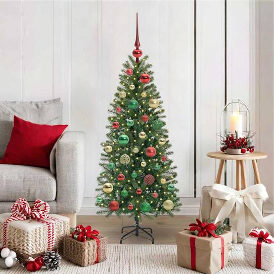 Sapin de Noël | Arbre de Noël artificiel avec 150 LED Vert 120 cm PE et PVC Maison Chic - Image 2
