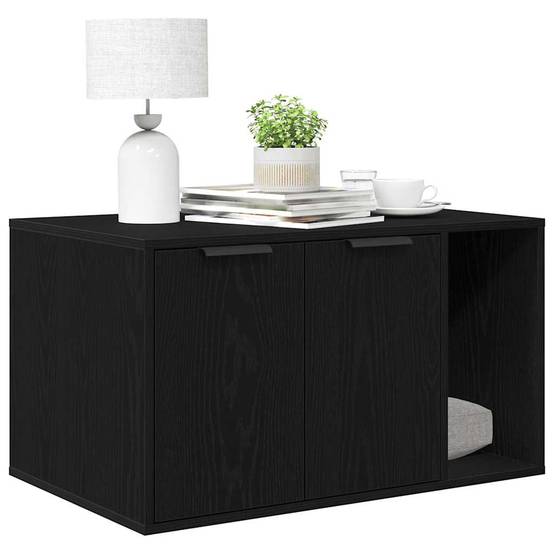 Grand meuble cache-litière pour chat en bois Table d'appoint Chêne Noir 80cm – ComfortXL Pet Living - Image 4