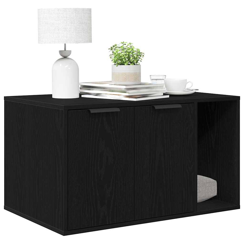 Grand meuble cache-litière pour chat en bois Table d'appoint Chêne Noir 80cm – ComfortXL Pet Living - Image 4