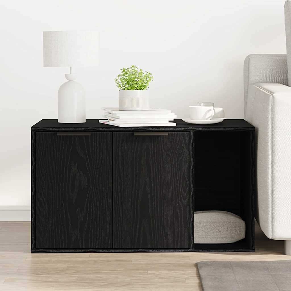 Grand meuble cache-litière pour chat en bois Table d'appoint Chêne Noir 80cm – ComfortXL Pet Living - Image 3