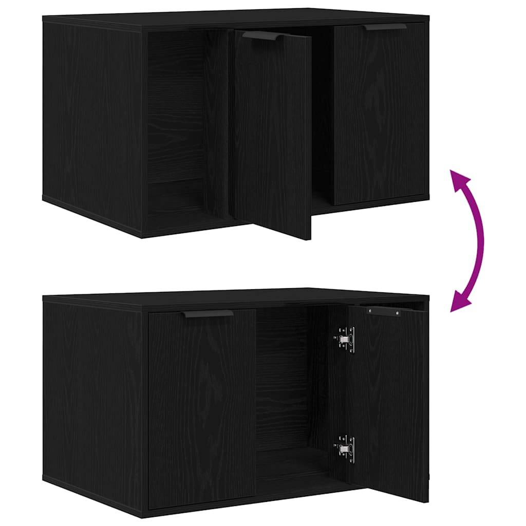 Grand meuble cache-litière pour chat en bois Table d'appoint Chêne Noir 80cm – ComfortXL Pet Living - Image 9