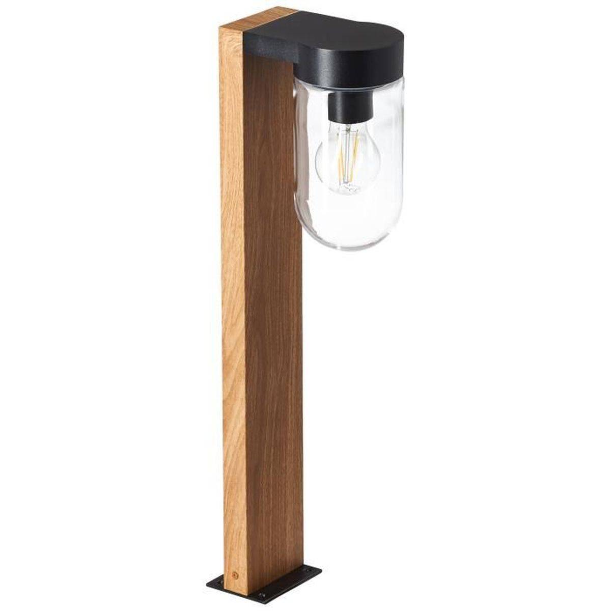 Brilliant - Borne extérieure CABAR en métal noir et verre, hauteur 55 cm, douille E27 40 W - BRILLIANT - Image 4