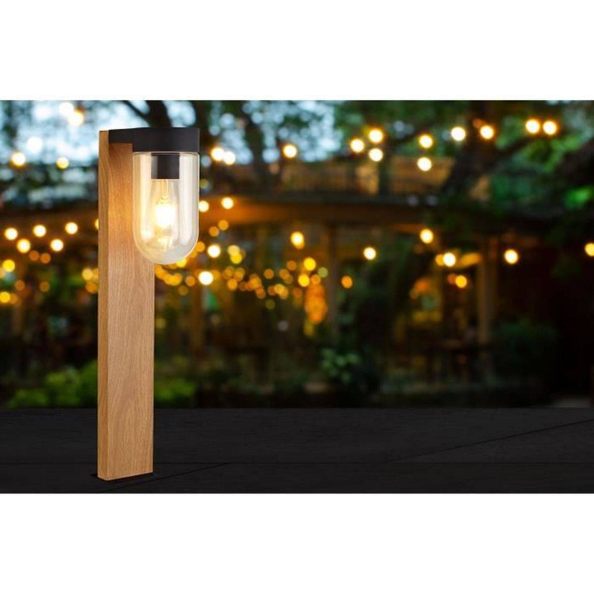 Brilliant - Borne extérieure CABAR en métal noir et verre, hauteur 55 cm, douille E27 40 W - BRILLIANT - Image 2