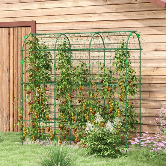 Spalier de Culture Acier pour Potager Support Plantes Grimpantes Vert 182x183cm - ComfortXL Outdoor Living - Image 1