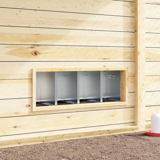 Pondoir mural 4 compartiments acier pour poules avec accès facile collecte 106cm argent - ComfortXL Outdoor Living - Image 3