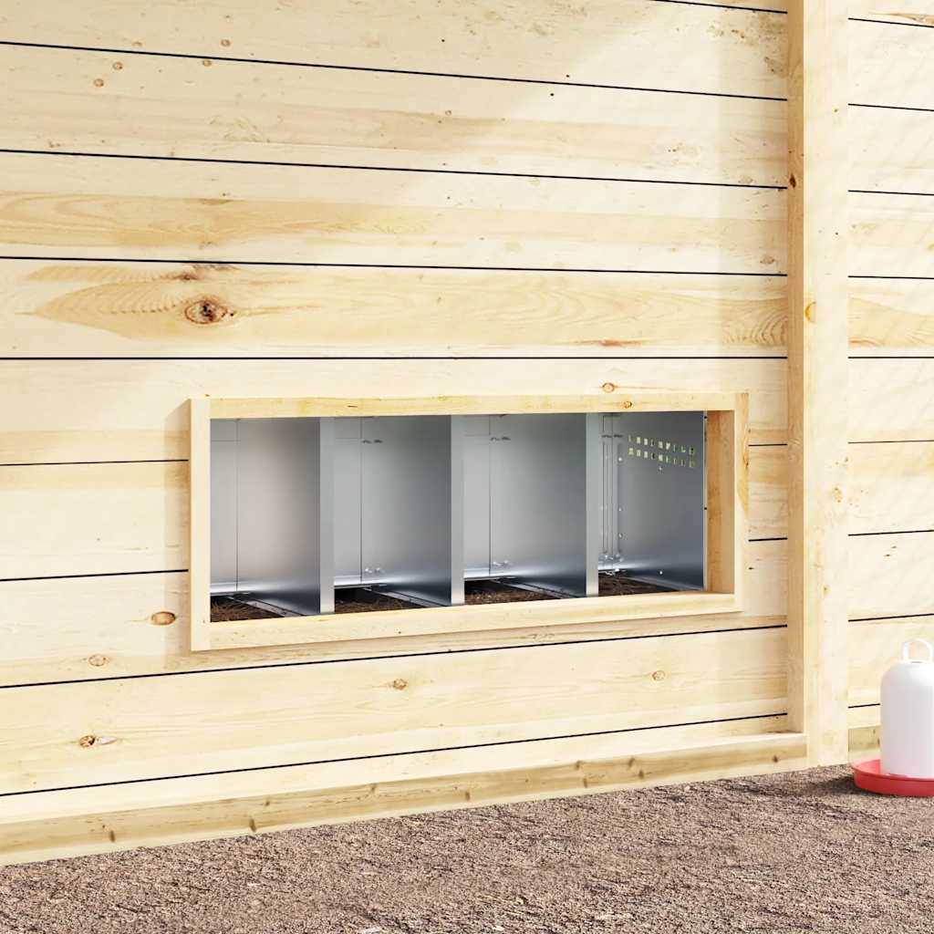 Pondoir mural 4 compartiments acier pour poules avec accès facile collecte 106cm argent - ComfortXL Outdoor Living - Image 3