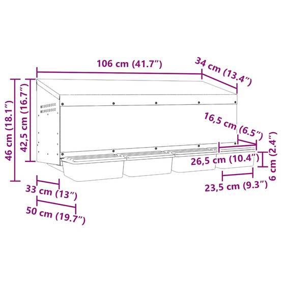 Pondoir mural 4 compartiments acier pour poules avec accès facile collecte 106cm argent - ComfortXL Outdoor Living - Image 9