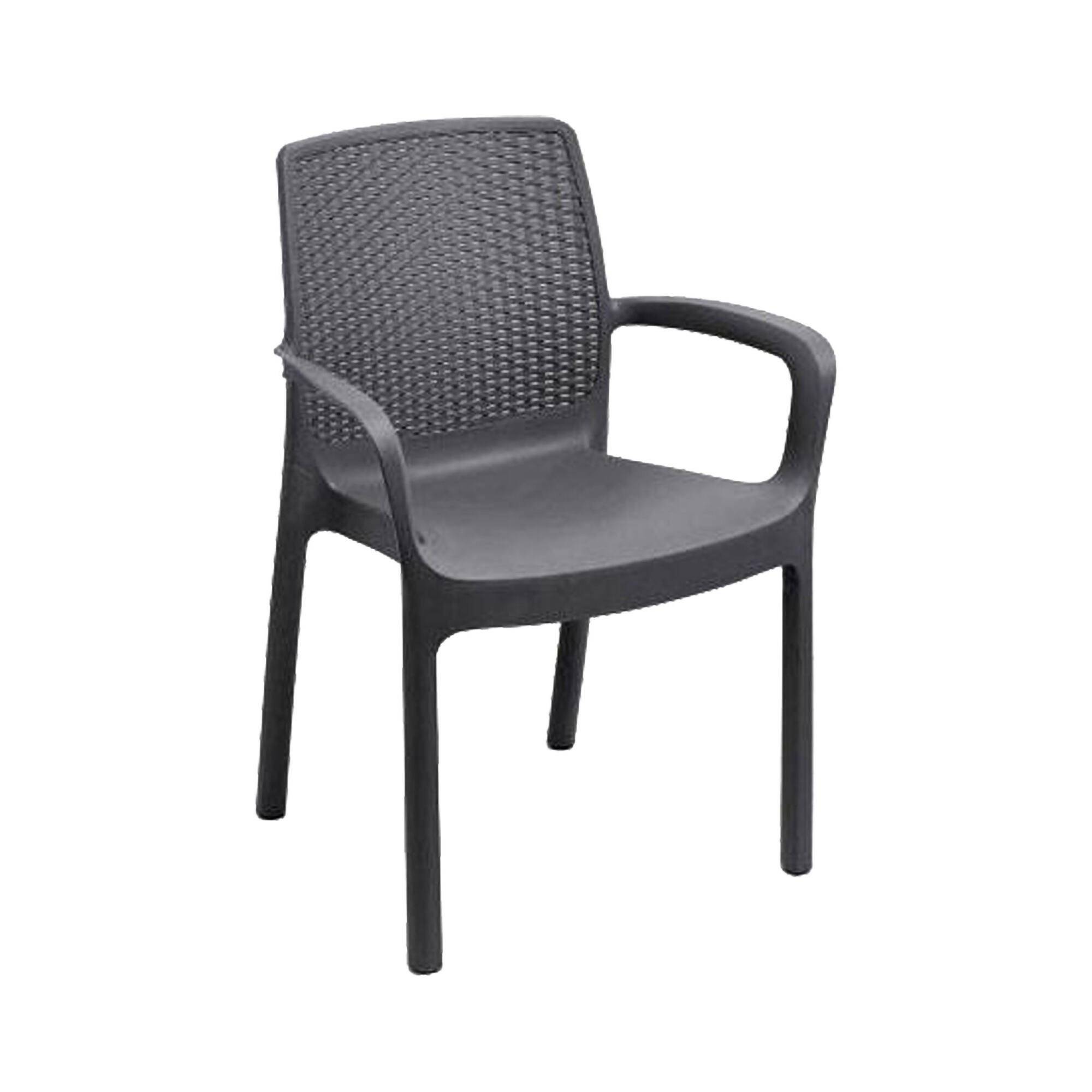 Dmora - Lot de 4 chaises d'extérieur Dnardin, Sièges de jardin, Chaise de table à manger, Fauteuil d'extérieur effet rotin, 54x60h82 cm, Anthracite - Dmora - Image 6