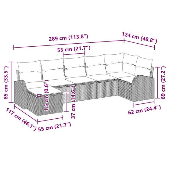 Salon de Jardin Modulable Polyrotin Texturé 7 Places avec Pouf et Coussins Inclus Marron – ComfortXL Outdoor Living - Image 5
