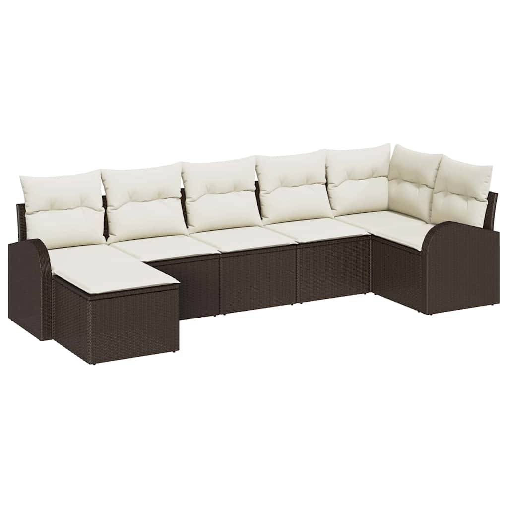 Salon de Jardin Modulable Polyrotin Texturé 7 Places avec Pouf et Coussins Inclus Marron – ComfortXL Outdoor Living - Image 2
