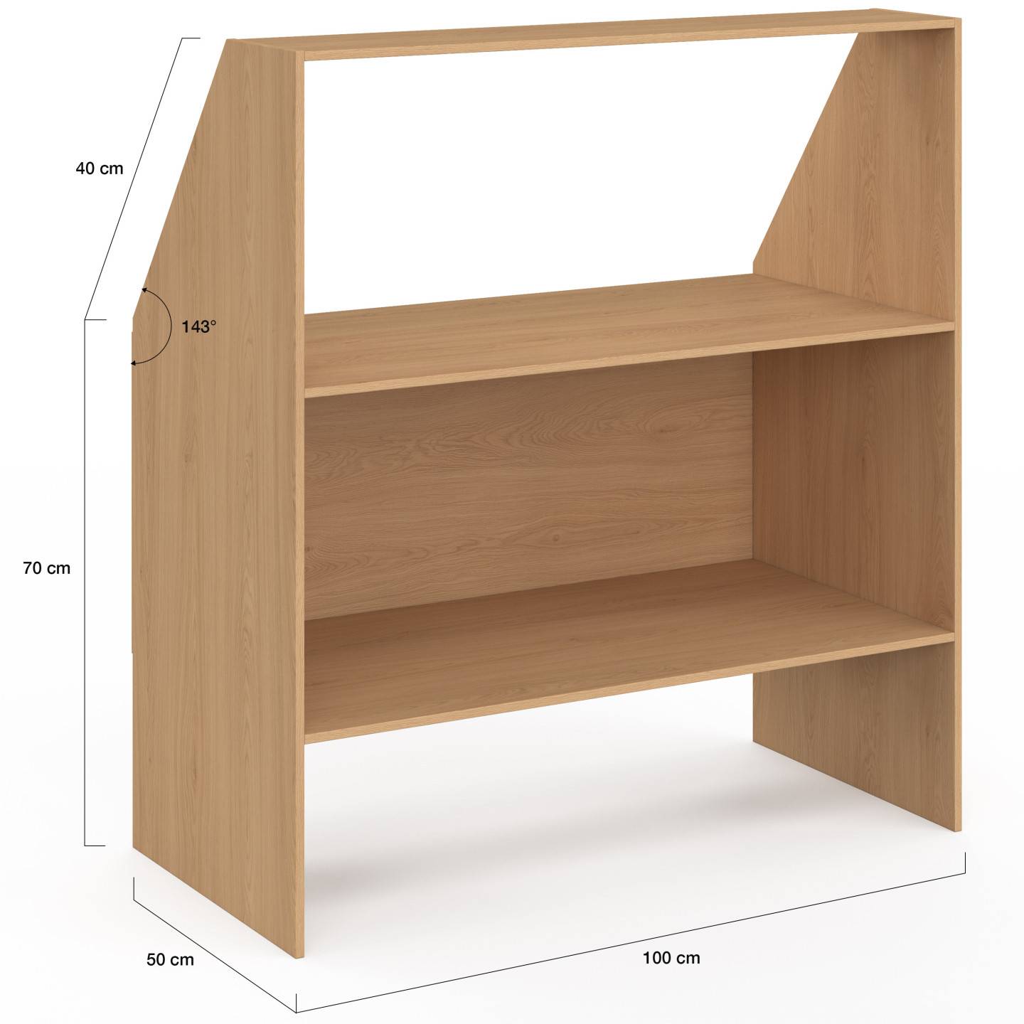 IDMARKET - Etagère sous pente 2 niveaux TOMI 100 x 50 x 70/110 cm bois façon hêtre - Image 4