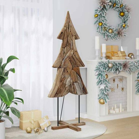 Arbre de Noël design en bois de teck massif pour décoration intérieure 180 cm – ComfortXL Outdoor Living - Image 3