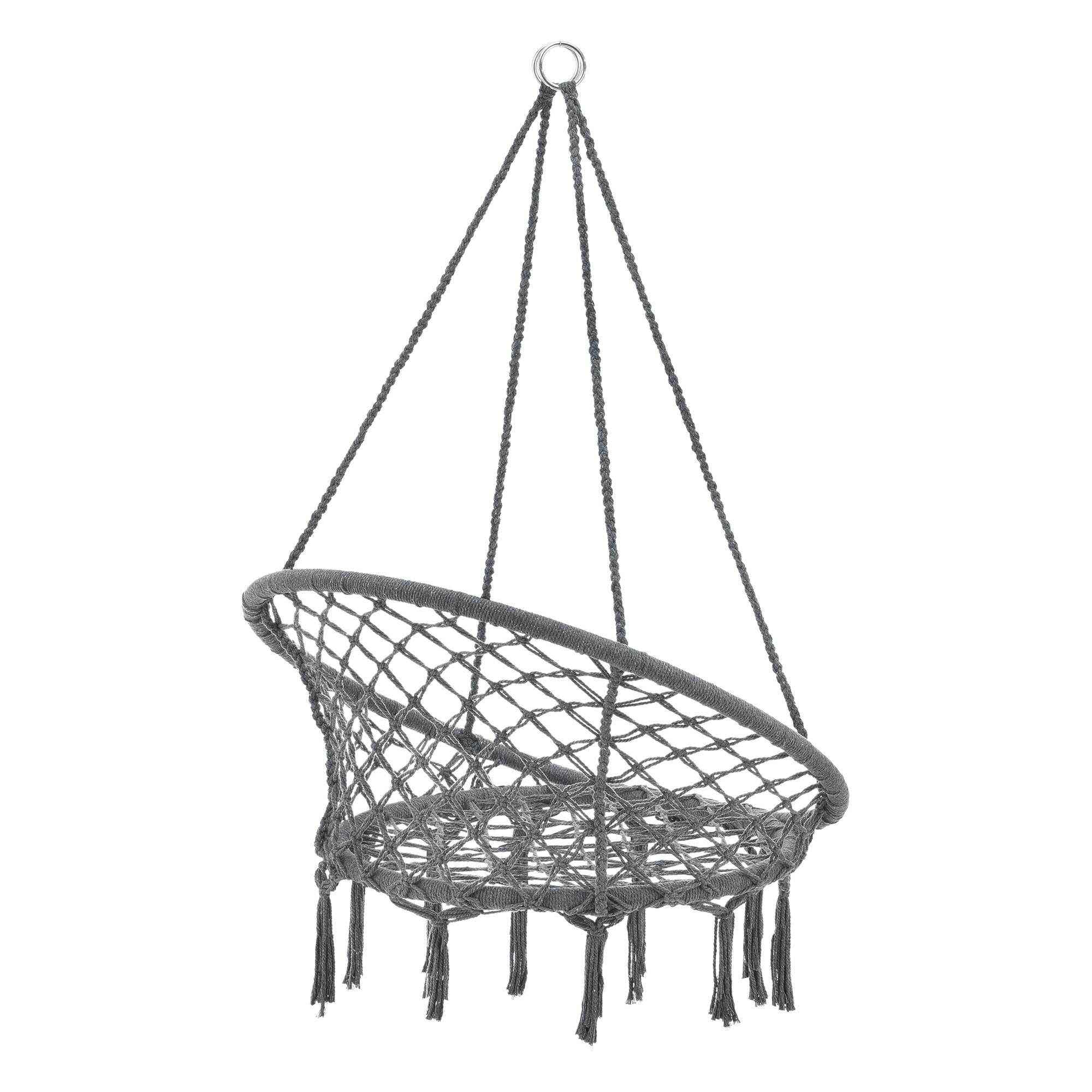 Casa.Pro - Siège Rond Hamac Tampico avec 4 Cordes d'attache Gris Foncé [casa.pro] - Image 3