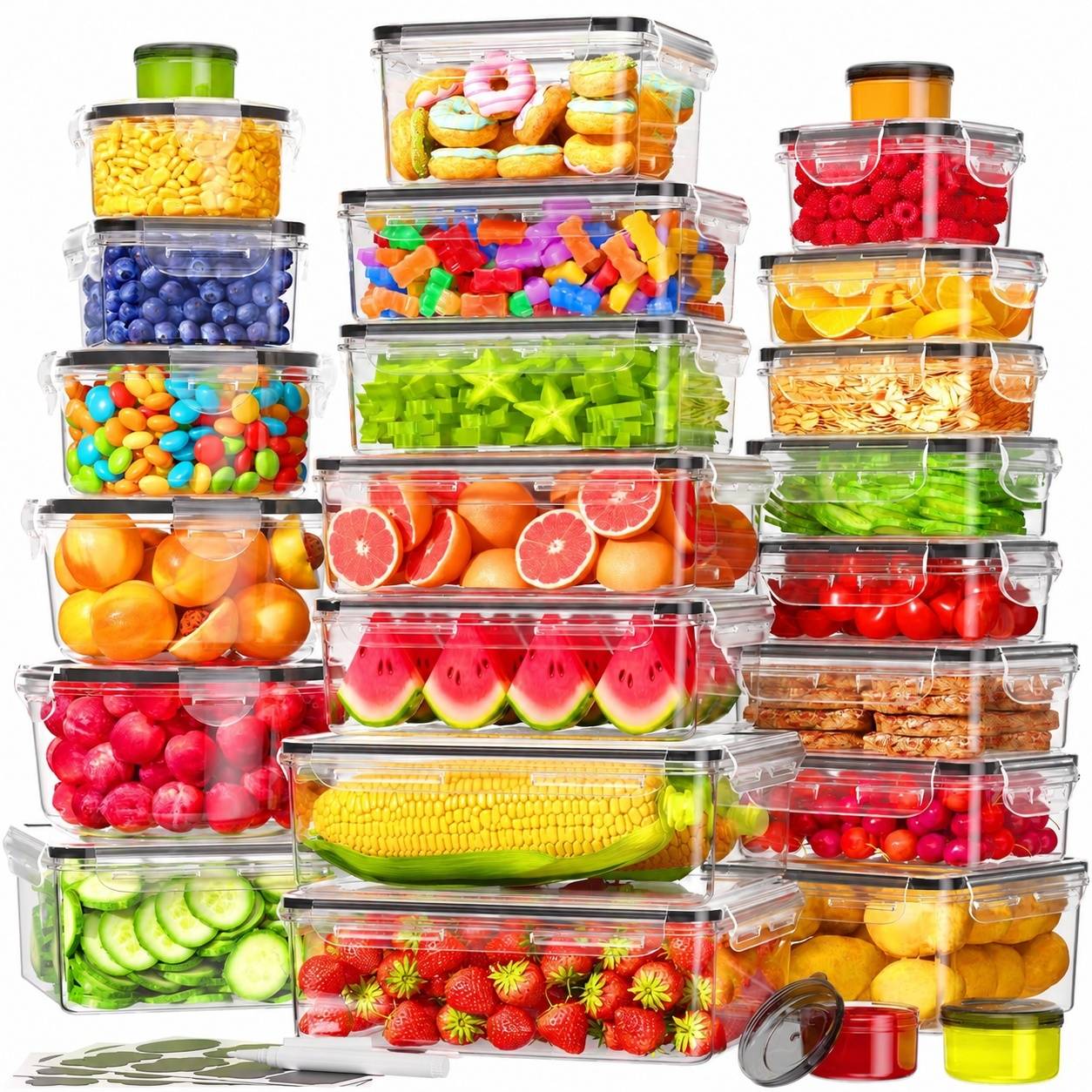 Set de 50 Boîtes Alimentaires Hermétiques Plastique Réutilisables - Image 1