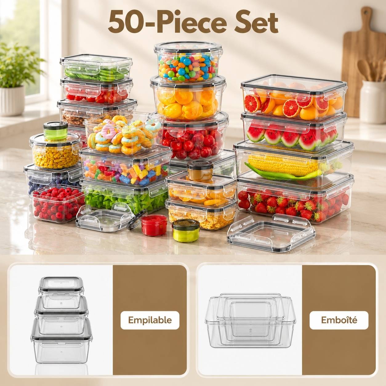 Set de 50 Boîtes Alimentaires Hermétiques Plastique Réutilisables - Image 7