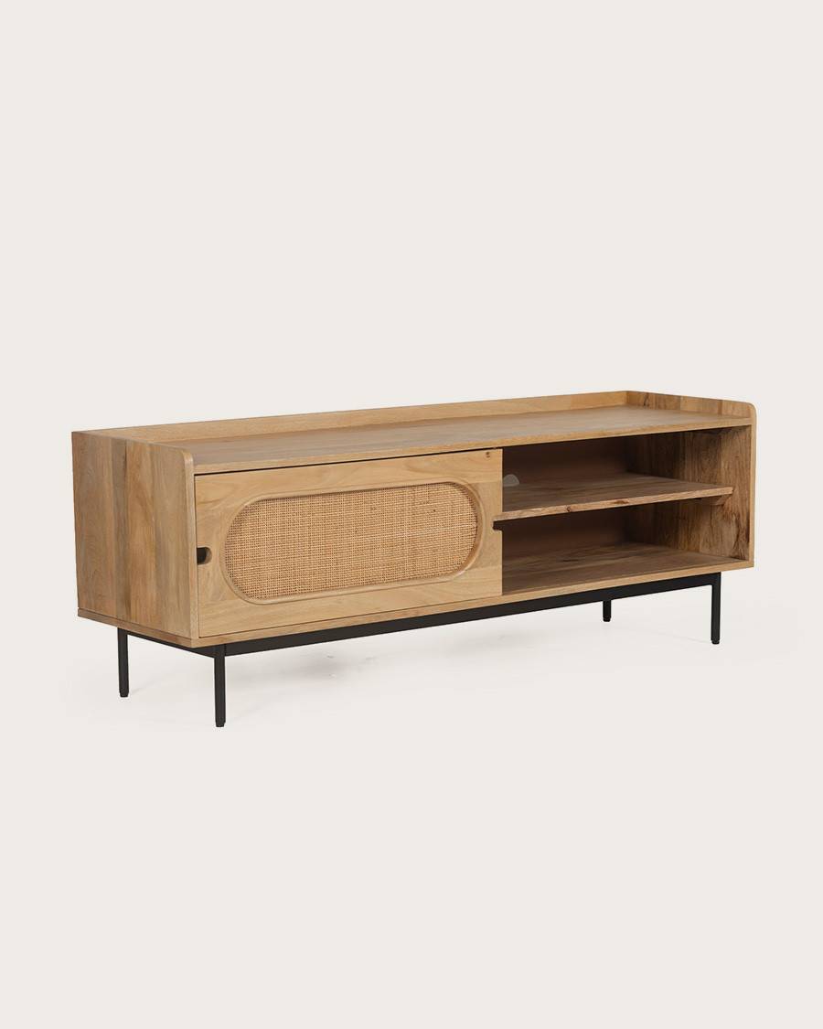 Kali - Meuble en manguier et cannage 140 cm - UNIQKA - Image 3