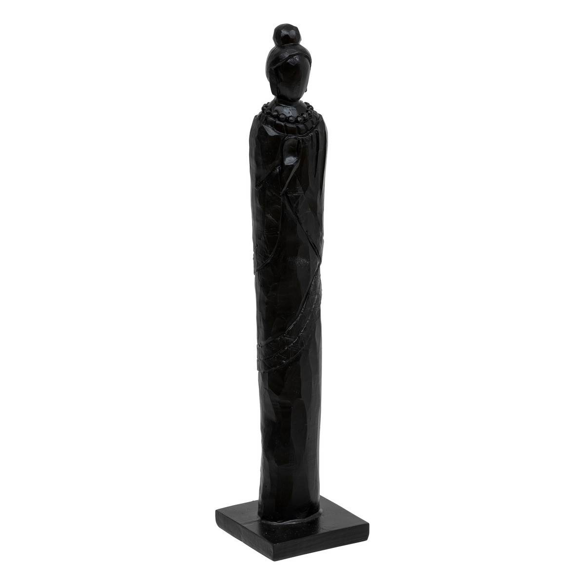 Objet déco Statuette Femme en résine Noir mat finement sculptée H 38 cm - Image 1