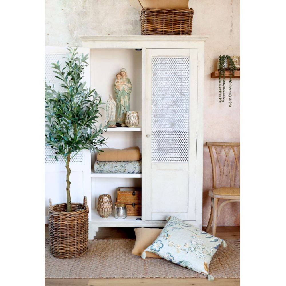 Chemin De Campagne - Armoire de lin en bois de pin crème antique 113 x 44.5 x 184 cm Chemin de campagne - Image 5