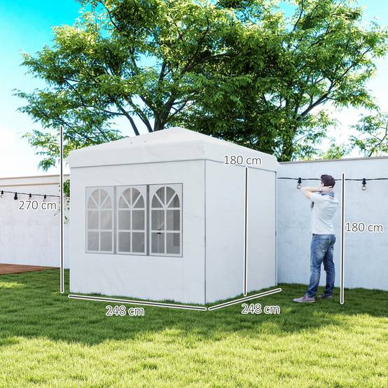 Sans Marque - Tente pliante pop-up 2,5 x 2,5 m avec 4 parois latérales anti-UV, hauteur réglable et sac de transport, blanche - Image 5