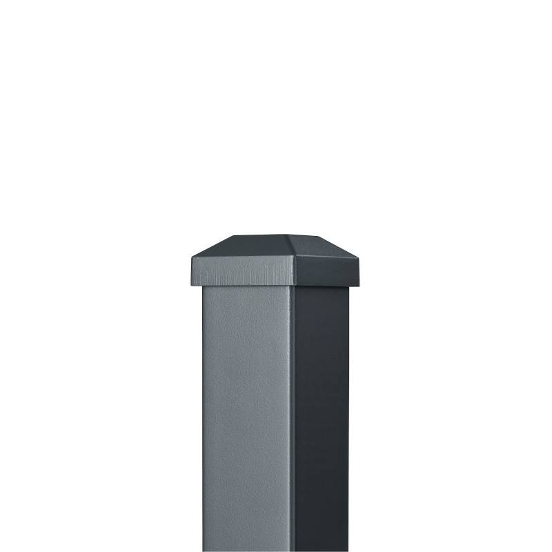 Poteau aluminium tradition style ferronnerie sur platine avec chapeau H 86.5 cm Gris - Easy Clôture - Image 3