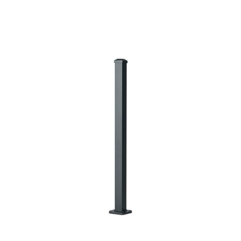 Poteau aluminium tradition style ferronnerie sur platine avec chapeau H 86.5 cm Gris - Easy Clôture - Image 1