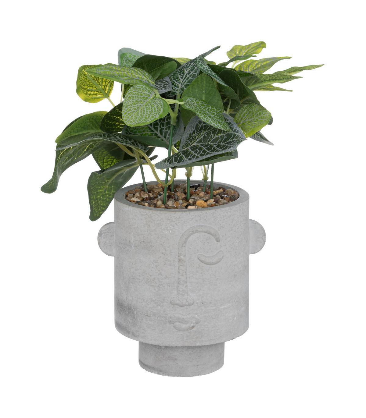 Plante artificielle Visage pot Gris clair H 26 cm - Image 1