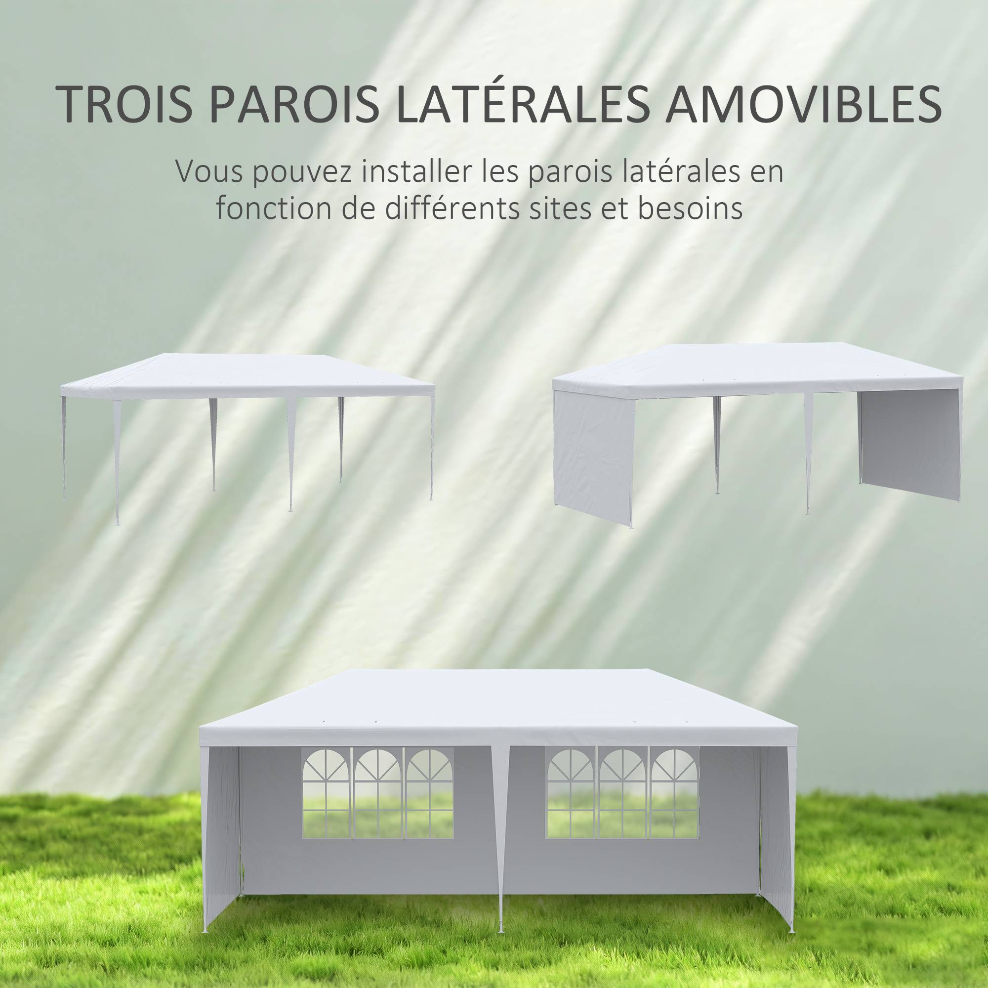 Chaise longue bain de soleil transat avec auvent et roulettes en acier et polyester crème fr47 - Image 7