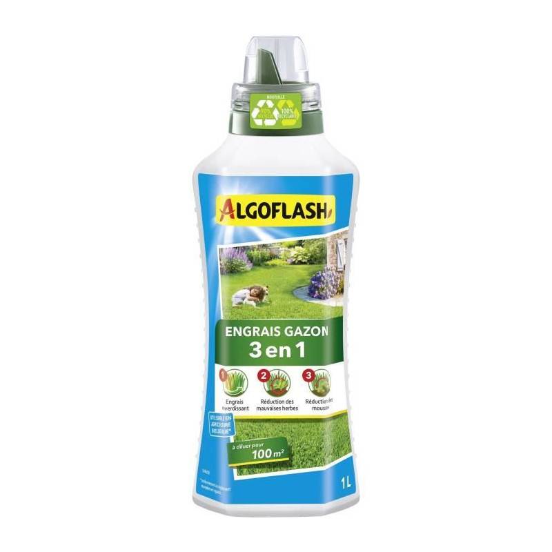 Algoflash - Engrais Gazon Liquide 3 En 1 - Algoflash - Concentré 1 L