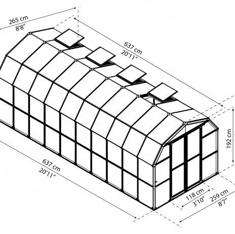 Canopia - Serre de jardin en polycarbonate Rion Grand Gardener 16,50 m², Ancrage au sol Non - Image 3