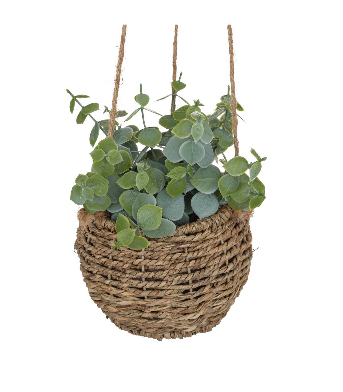 Plante artificielle suspendue pot en roseau H 60 cm - Image 2