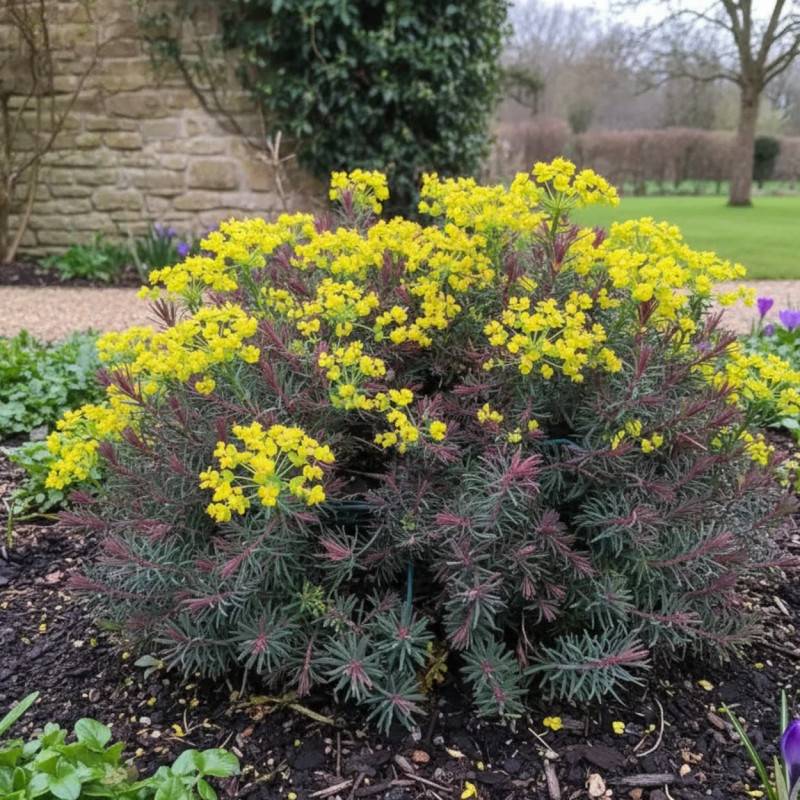 Euphorbe faux cyprès Fens Ruby à fleurs Jaune/Vert - feuillage Persistant - Godet - 5/20 cm